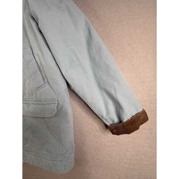 VTG LL Bean Jacket Womens XL Blue Canvas Chore Barn Coat Corduroy THINSULATE - Picture 3 of 12